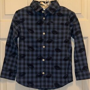 NWT Gymboree Boys Good Sport Blue Football 🏈 Plaid Button Down